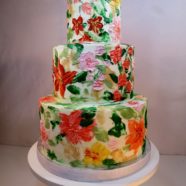 floral buttercream painted shower cake