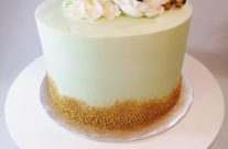 gold and mint green cake