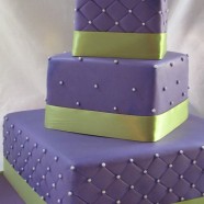 Purple wedding cake in Muskoka