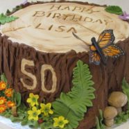 Rustic log birthday cake