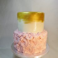 pink and gold shower cake