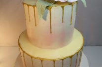 Gold drip shower cake