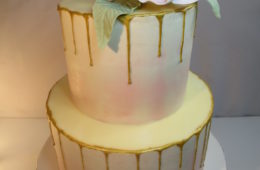 Gold drip shower cake