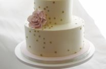Gold and pink buttercream wedding cake