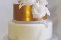 Grey, White and Gold Wedding Cake